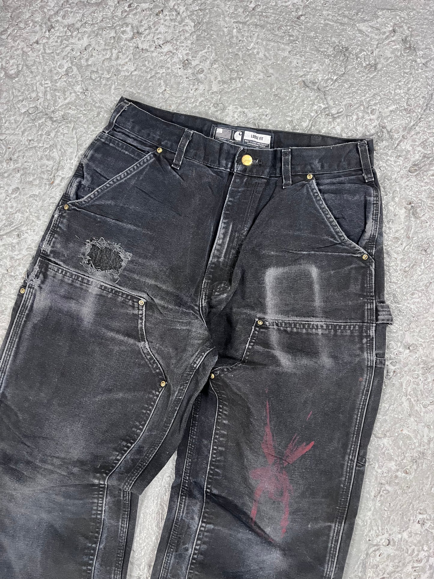 Carhartt double knee pants black faded