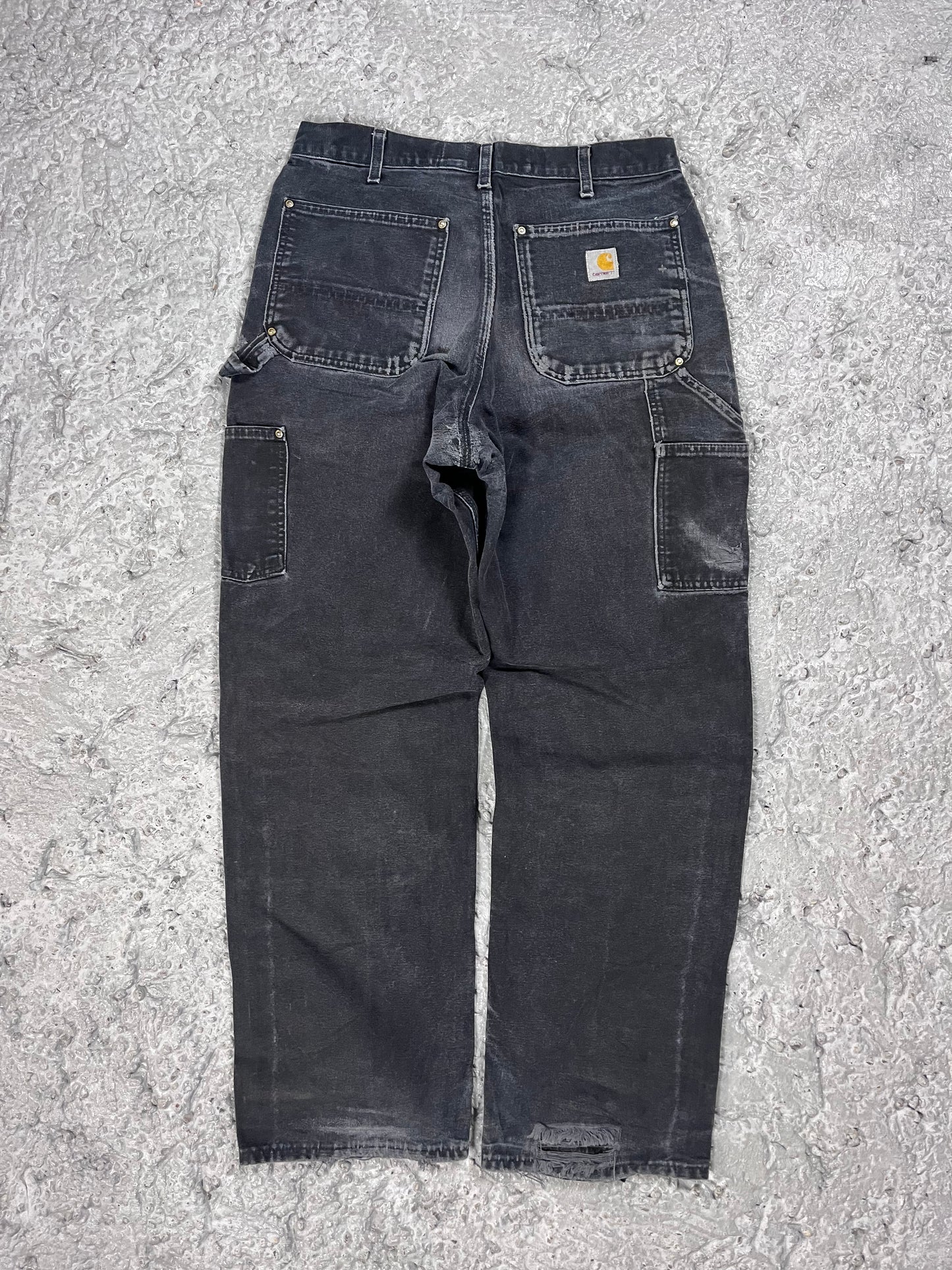 Carhartt double knee pants black faded