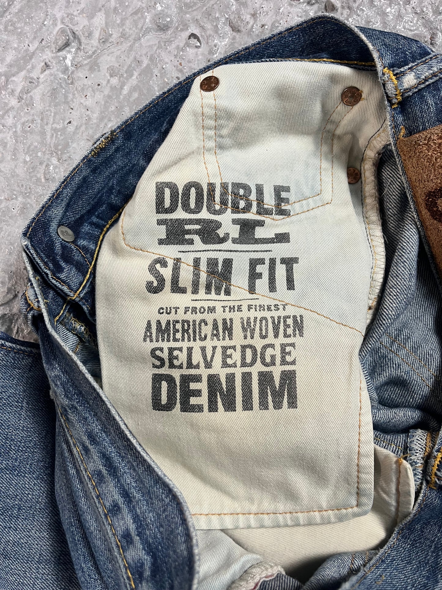 Double RL Ralph Lauren slim fit American woven selvedge denim jeans