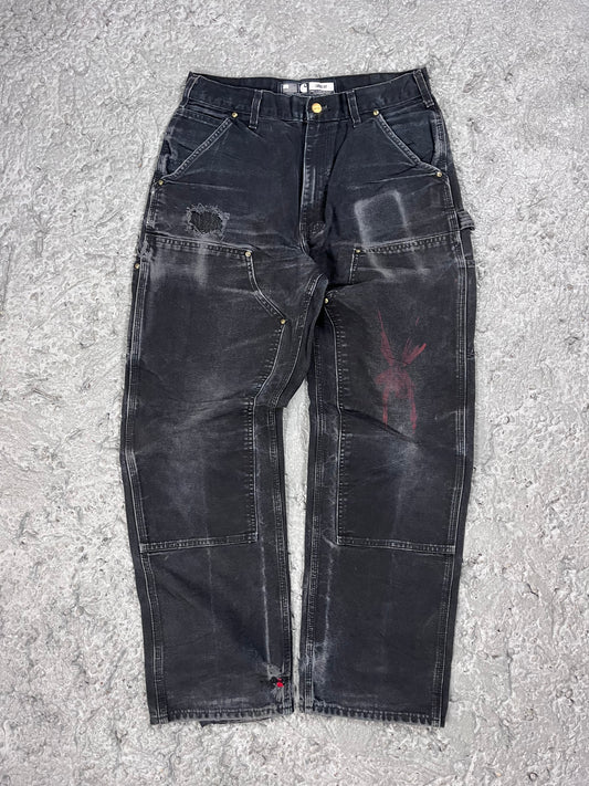 Carhartt double knee pants black faded