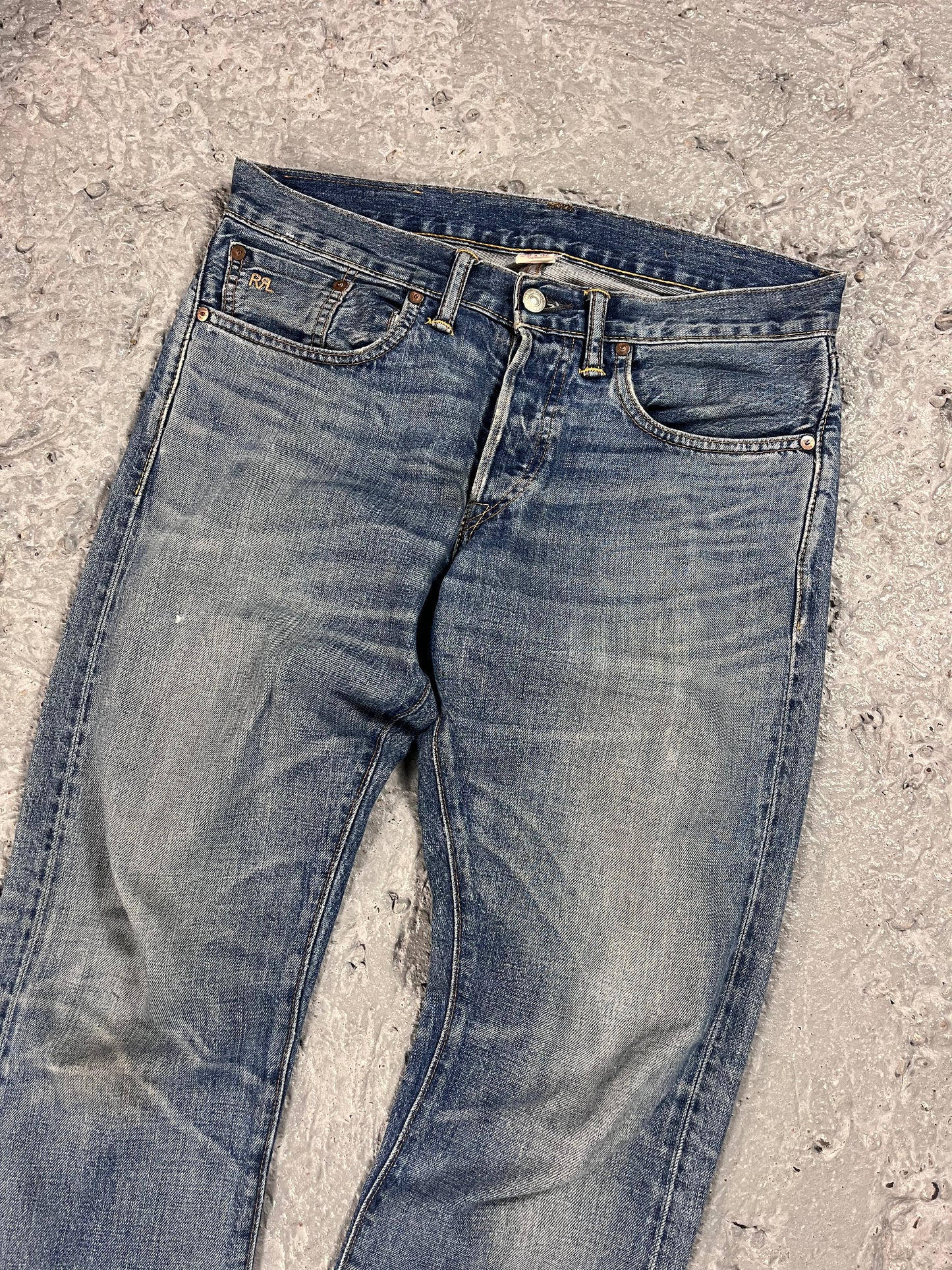 Double RL Ralph Lauren slim fit American woven selvedge denim jeans