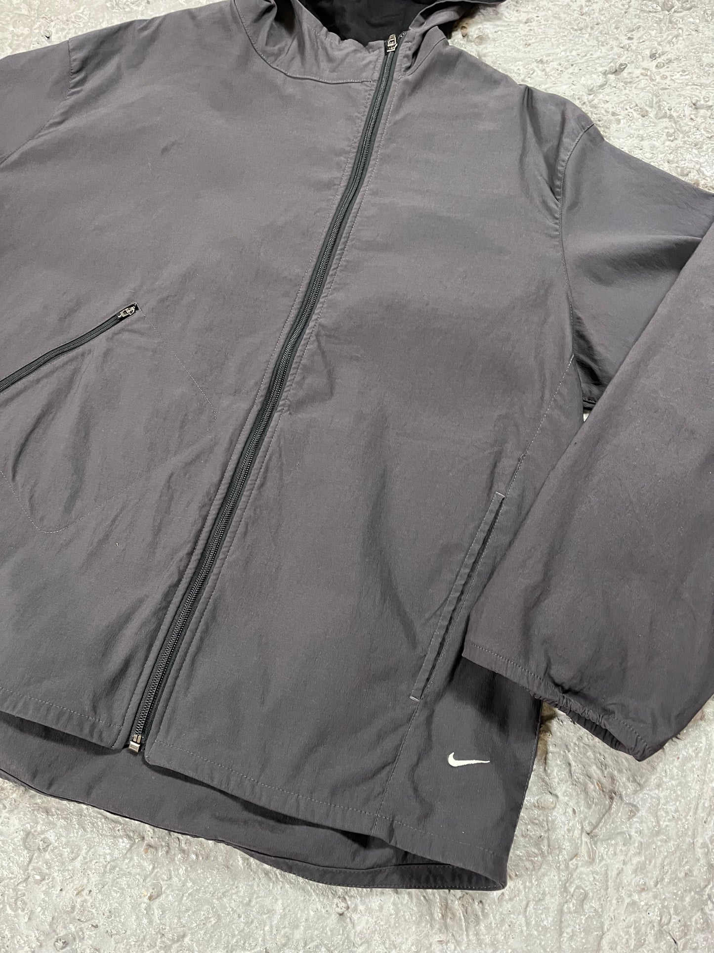 Vintage nike silver tab track jacket asymmetrical zipper windbreaker nylon